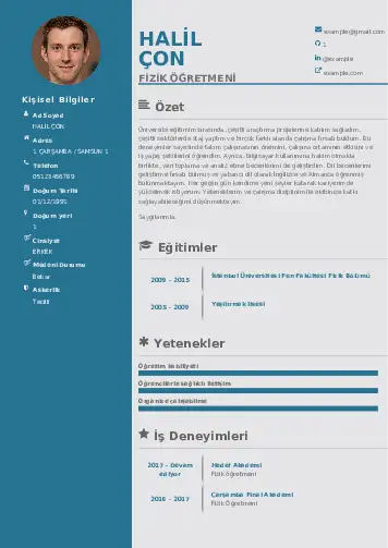 Fizik Öğretmeni CV Örnekleri cv indir